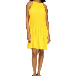 NWT MICHAEL Michael Kors Women's Halter Neck Pleated Dress-Bri. Dand.-M